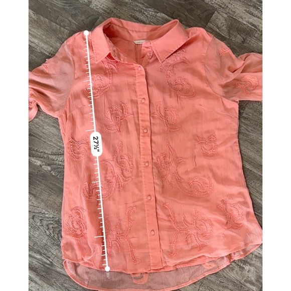 Soft Surroundings Savannah Embellished‎ Tunic Button Down Coral Women's M - Picture 10 of 10